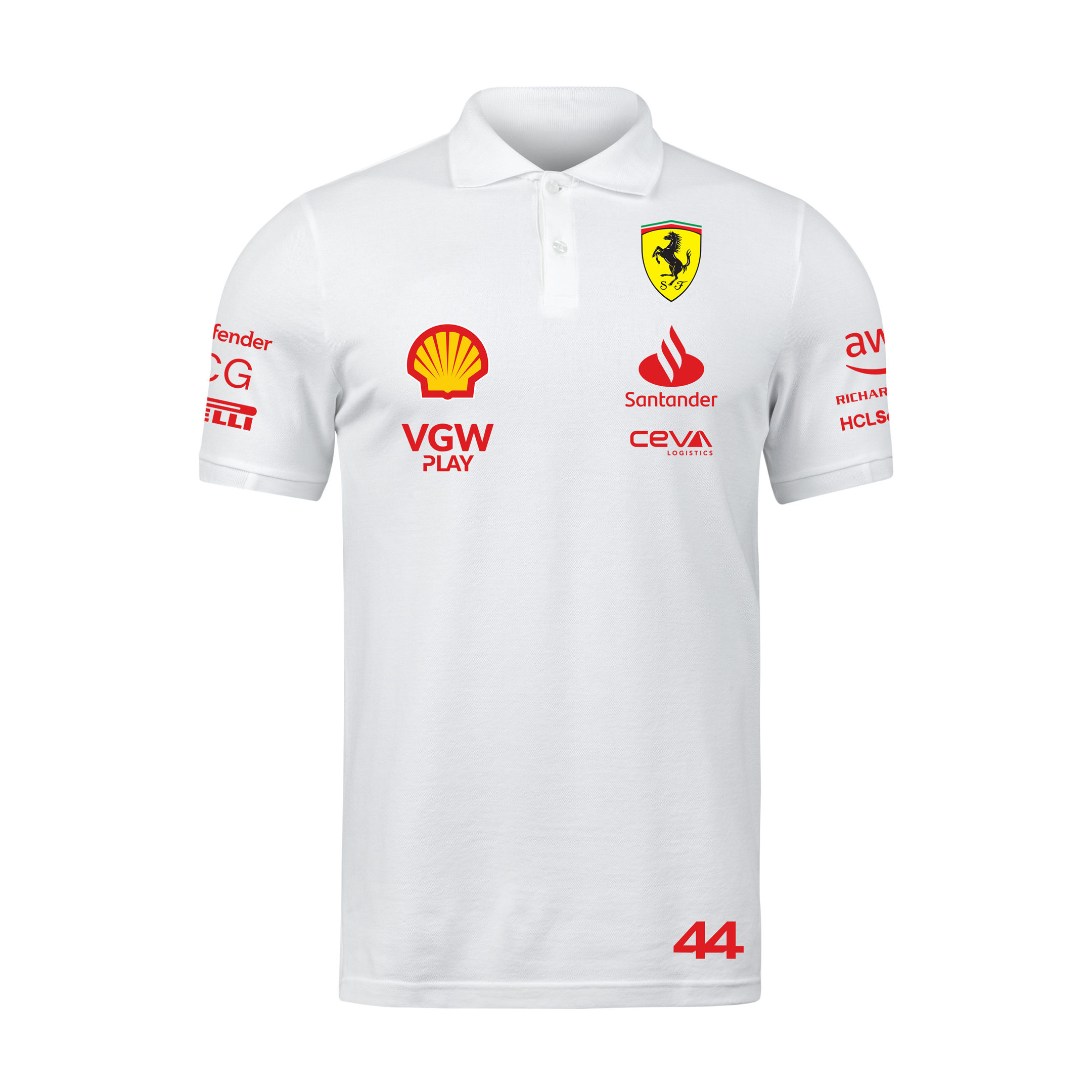 Camisa Polo Lewis Hamilton Ferrari 2024 Branca