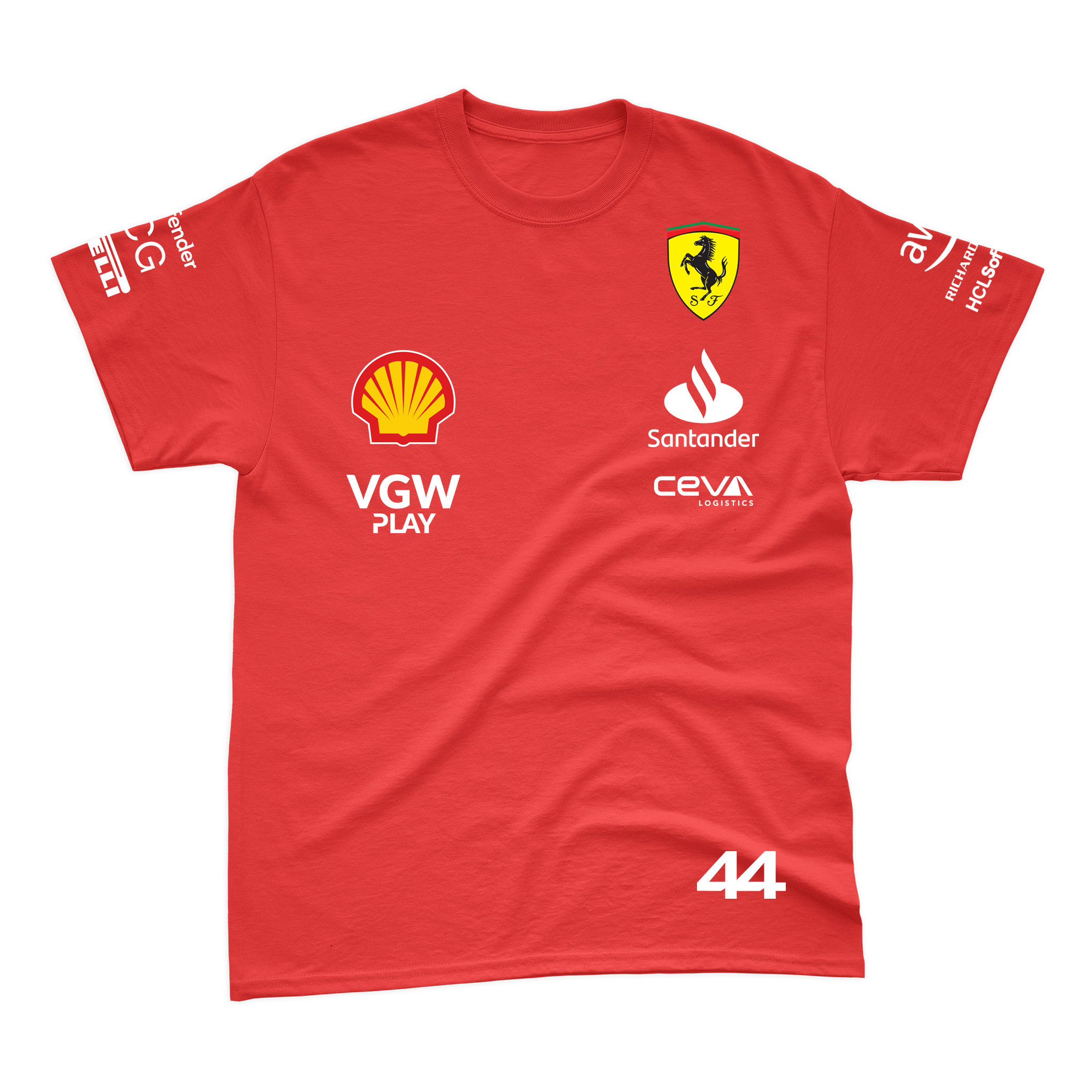 Camiseta Algodão Lewis Hamilton Ferrari 2024 Vermelha