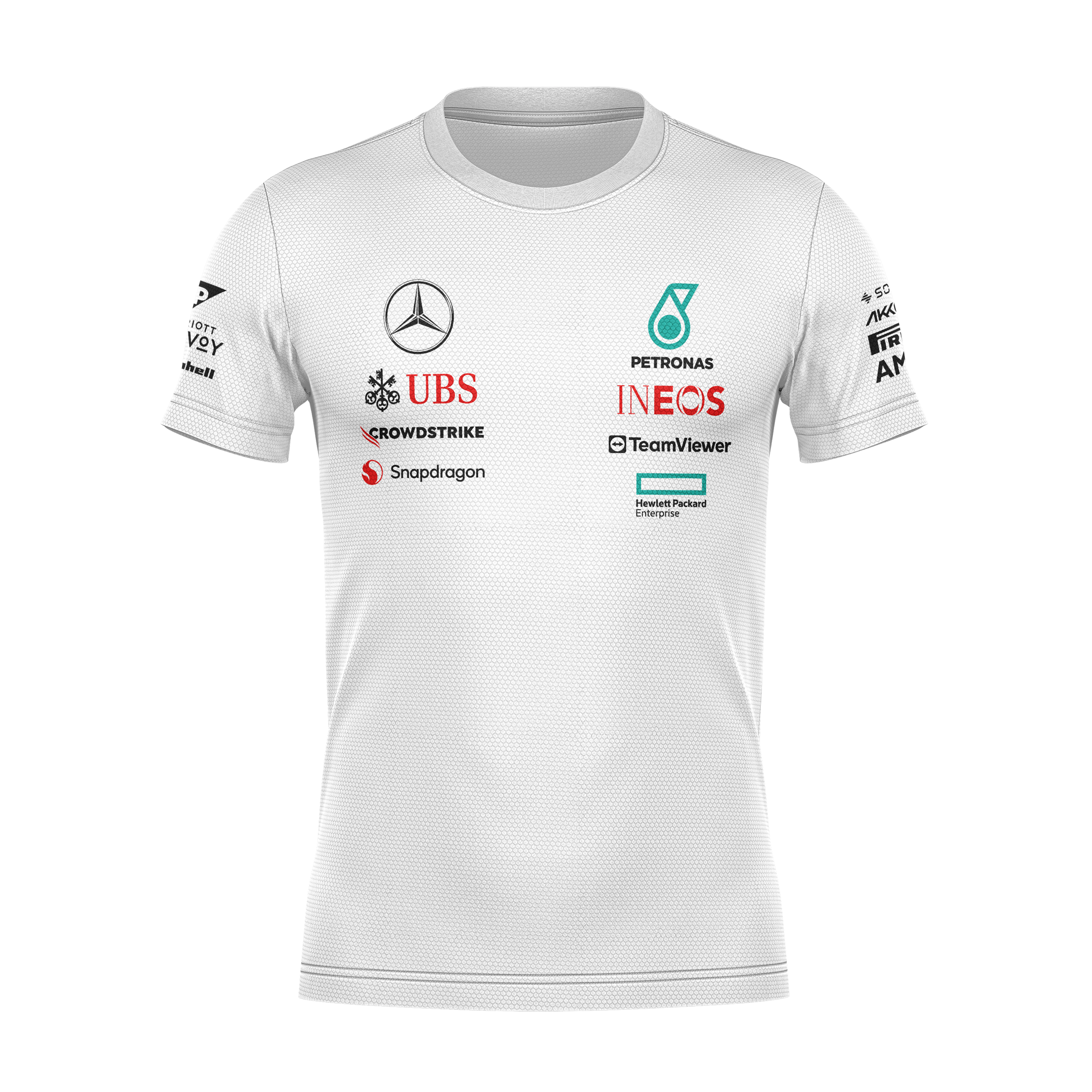 Camiseta DryFit Mercedes 2024 Branca Lewis Hamilton