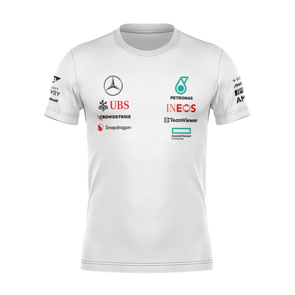 Camiseta DryFit Mercedes 2024 Branca Lewis Hamilton