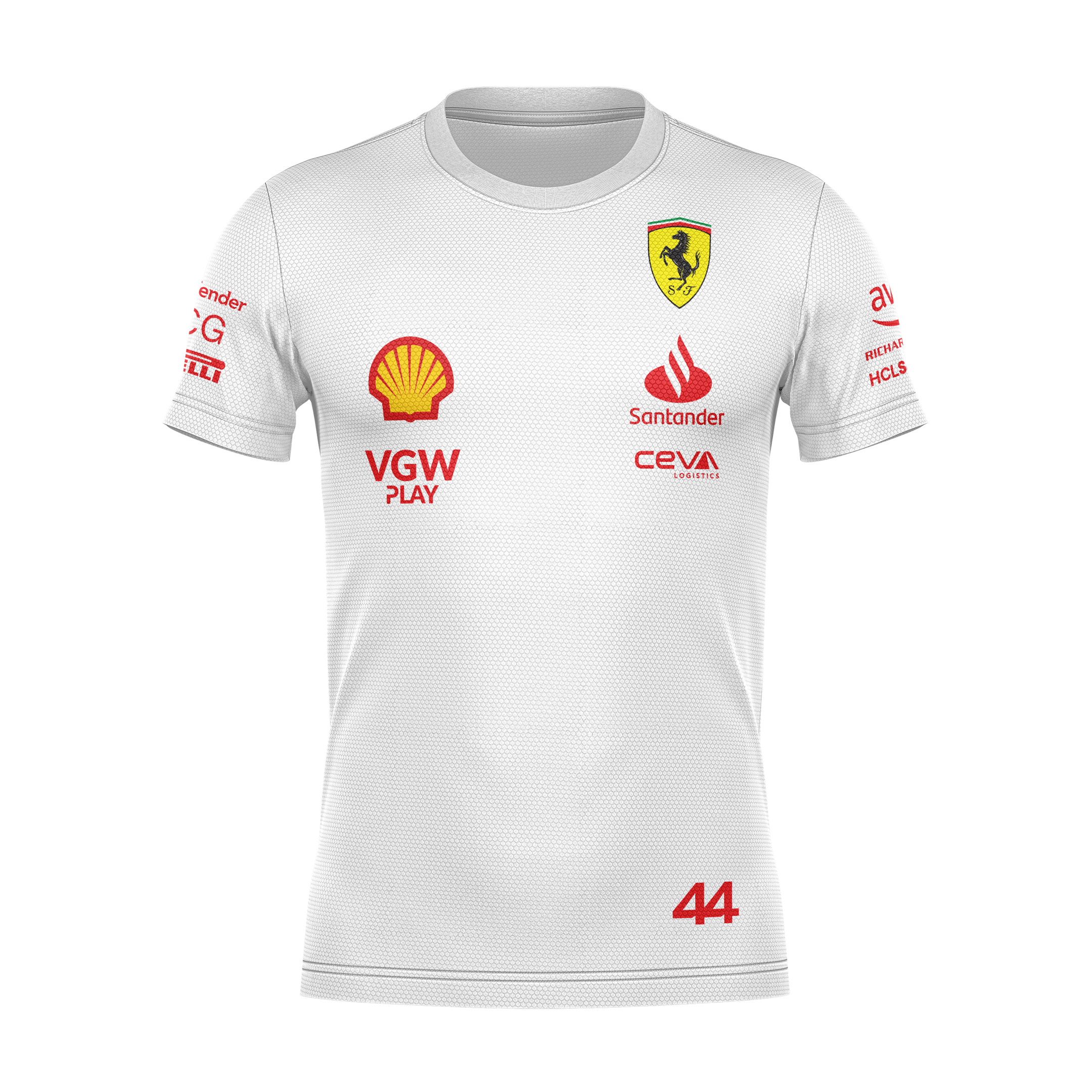 Camiseta DryFit Lewis Hamilton Scuderia Ferrari 2024 Branca
