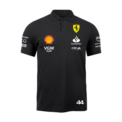 Camisa Polo Lewis Hamilton Ferrari 2024 Preta
