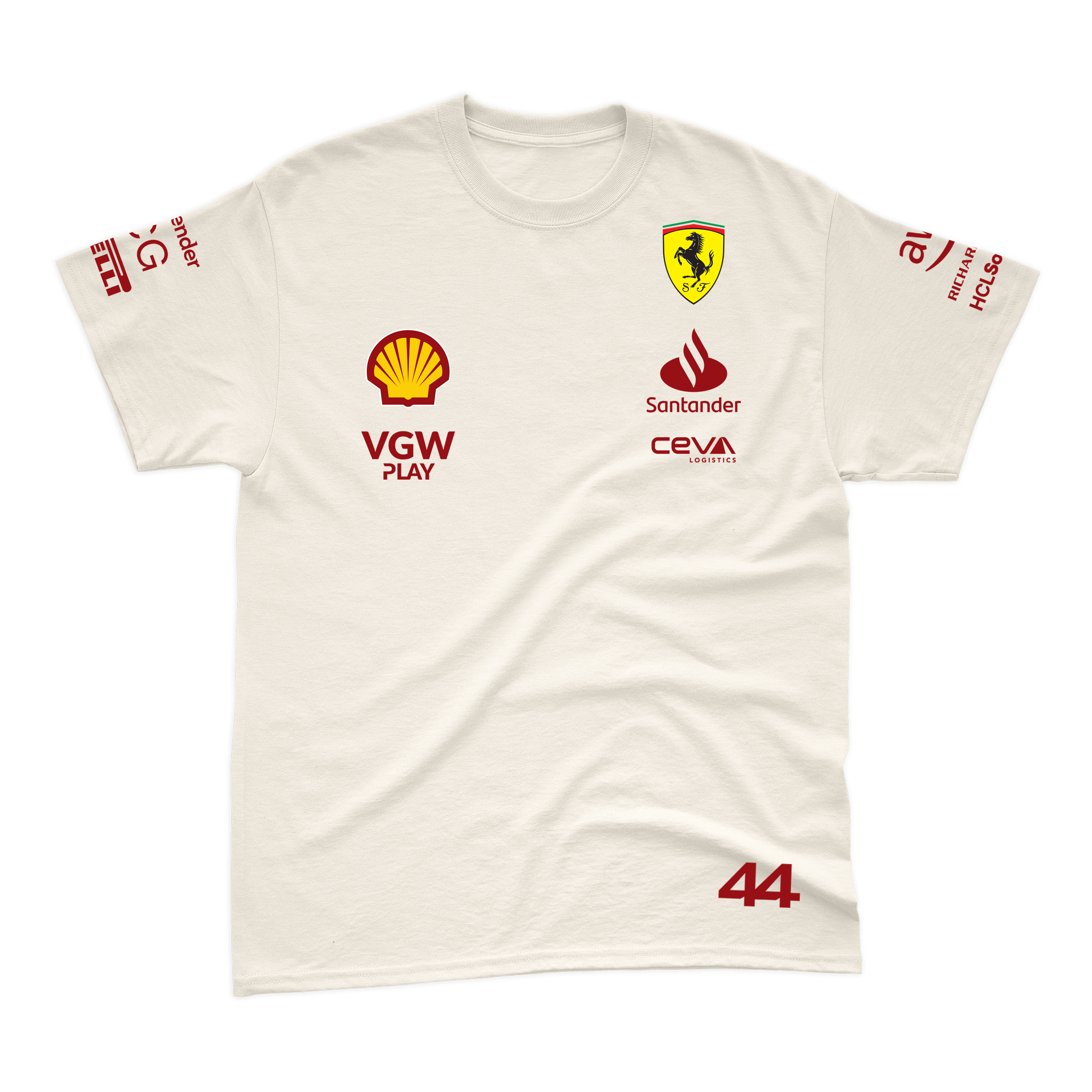 Camiseta Algodão Lewis Hamilton Ferrari 2024 Off-White