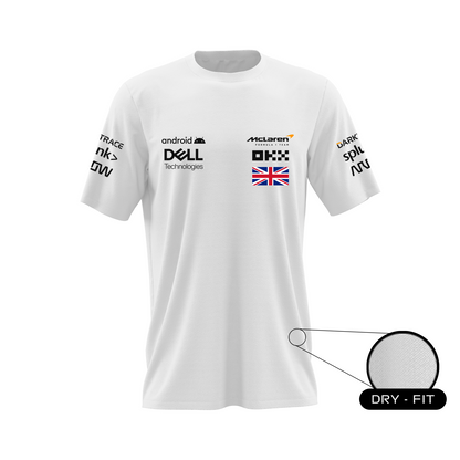 Camiseta DryFit Lando Norris Mclaren F1 2023 Branca