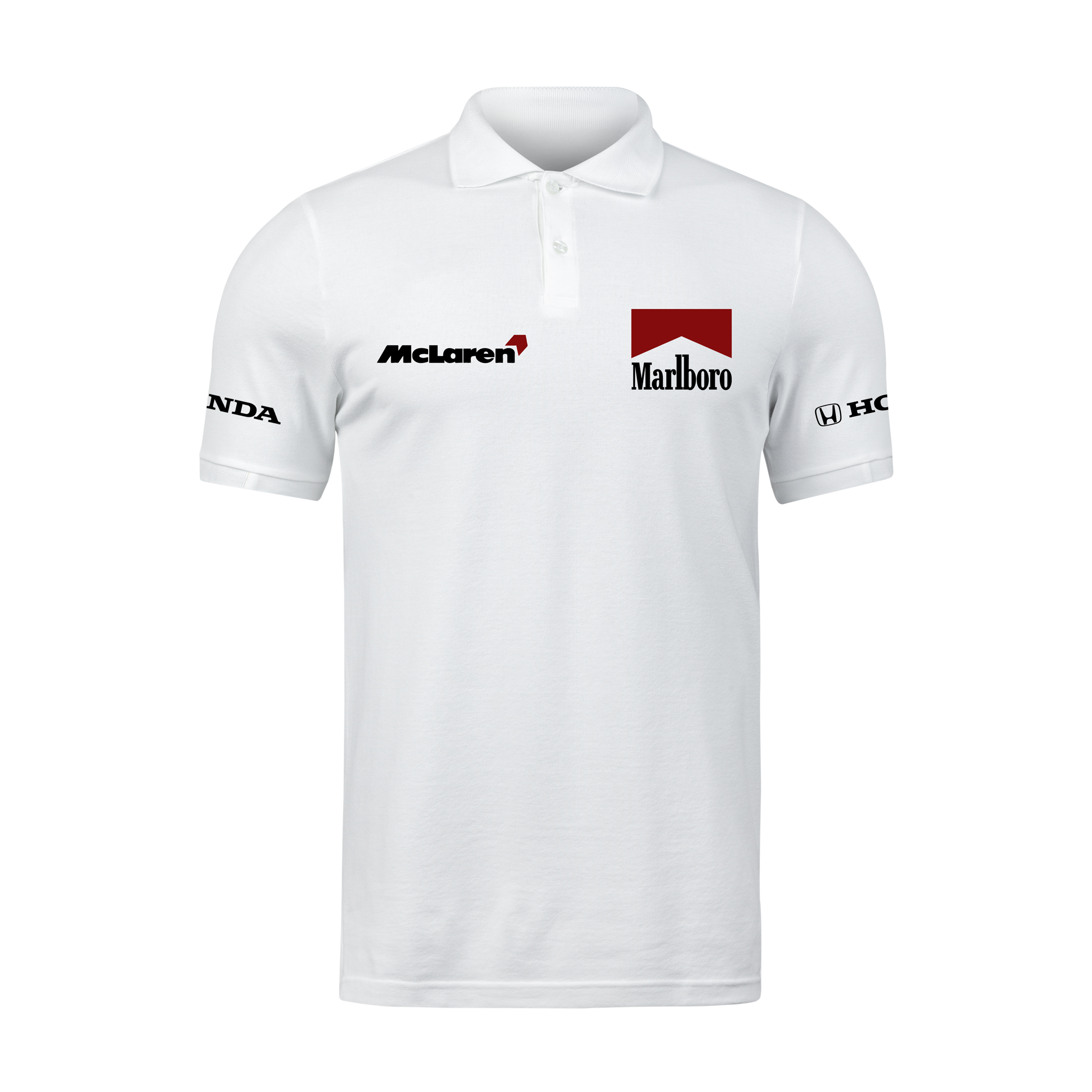 Camisa Polo Mclaren Marlboro Retrô N1 Branca