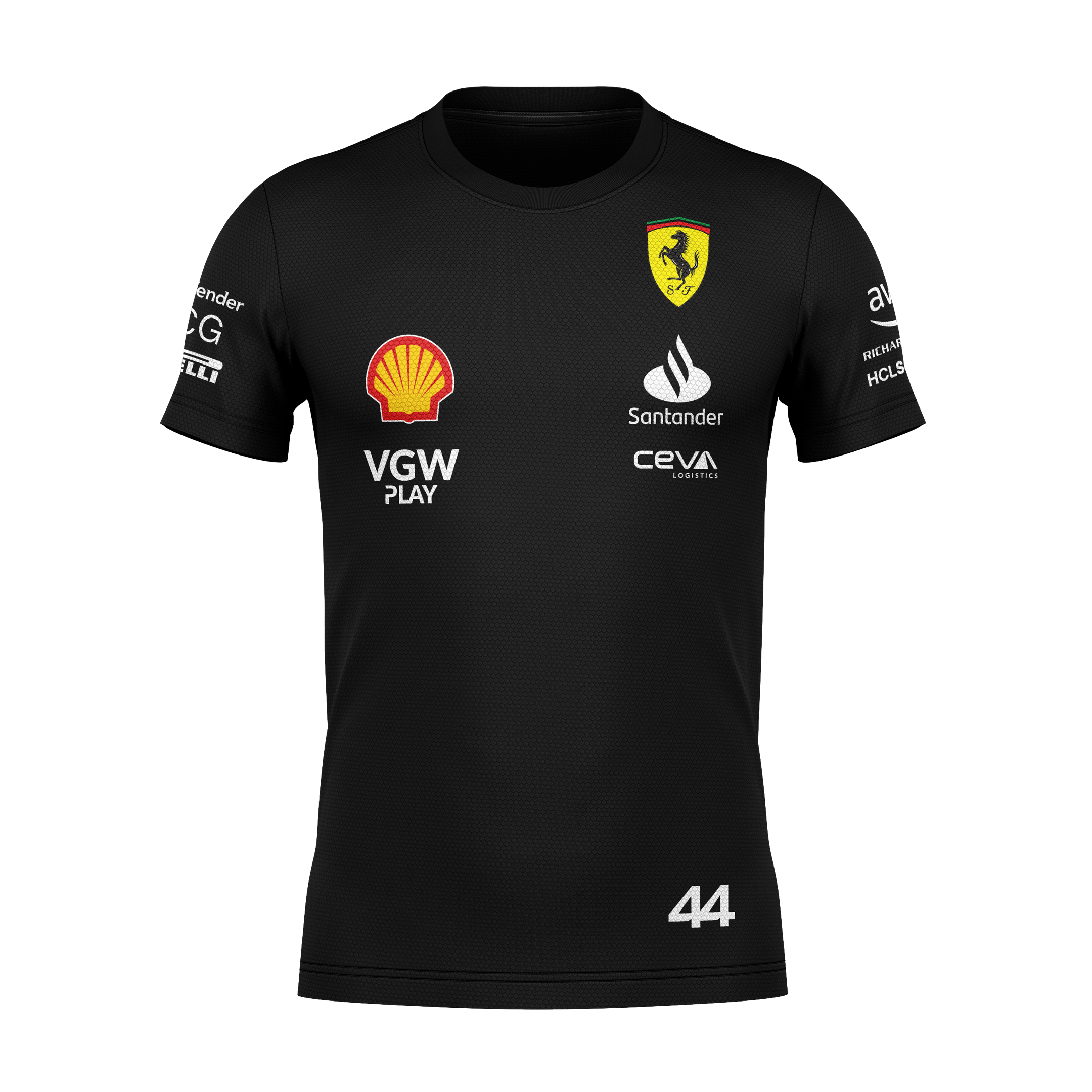 Camiseta DryFit Lewis Hamilton Scuderia Ferrari 2024 Preta