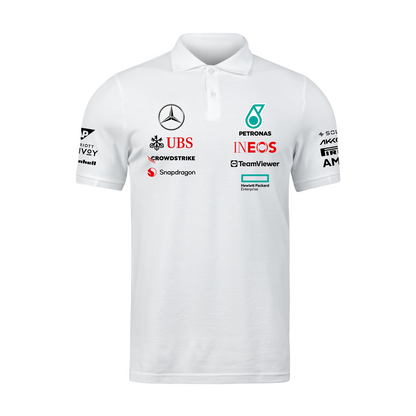 Camisa Polo Lewis Hamilton Mercedes 2024 Branca