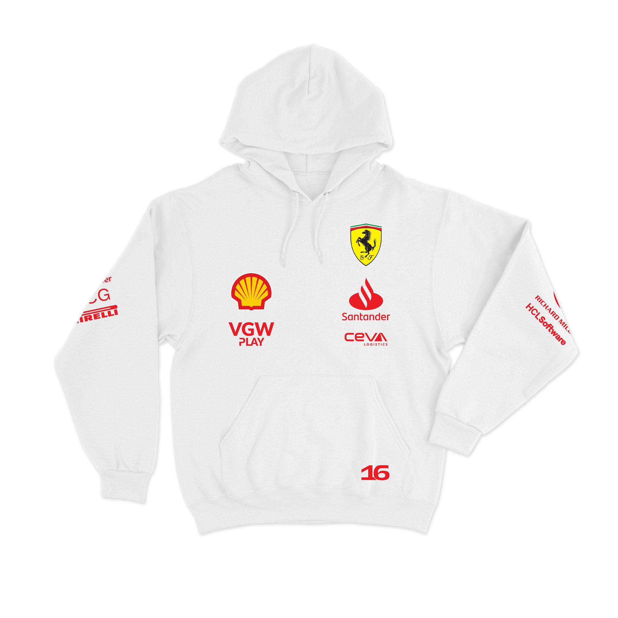 Moletom Canguru Ferrari Branco 2024 Charles Leclerc