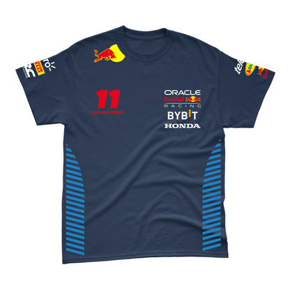 Camiseta Algodão Sergio Perez Red Bull Racing 2024 Azul Marinho