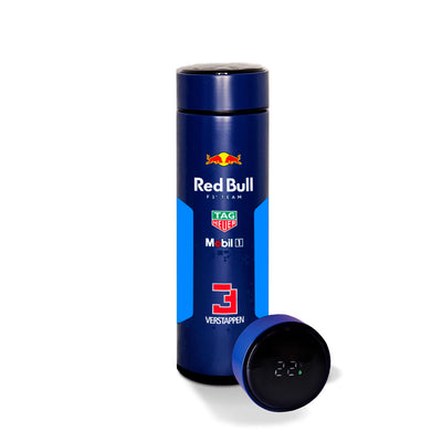 Garrafa térmica azul Red Bull Max Verstappen — tampa com display de temperatura