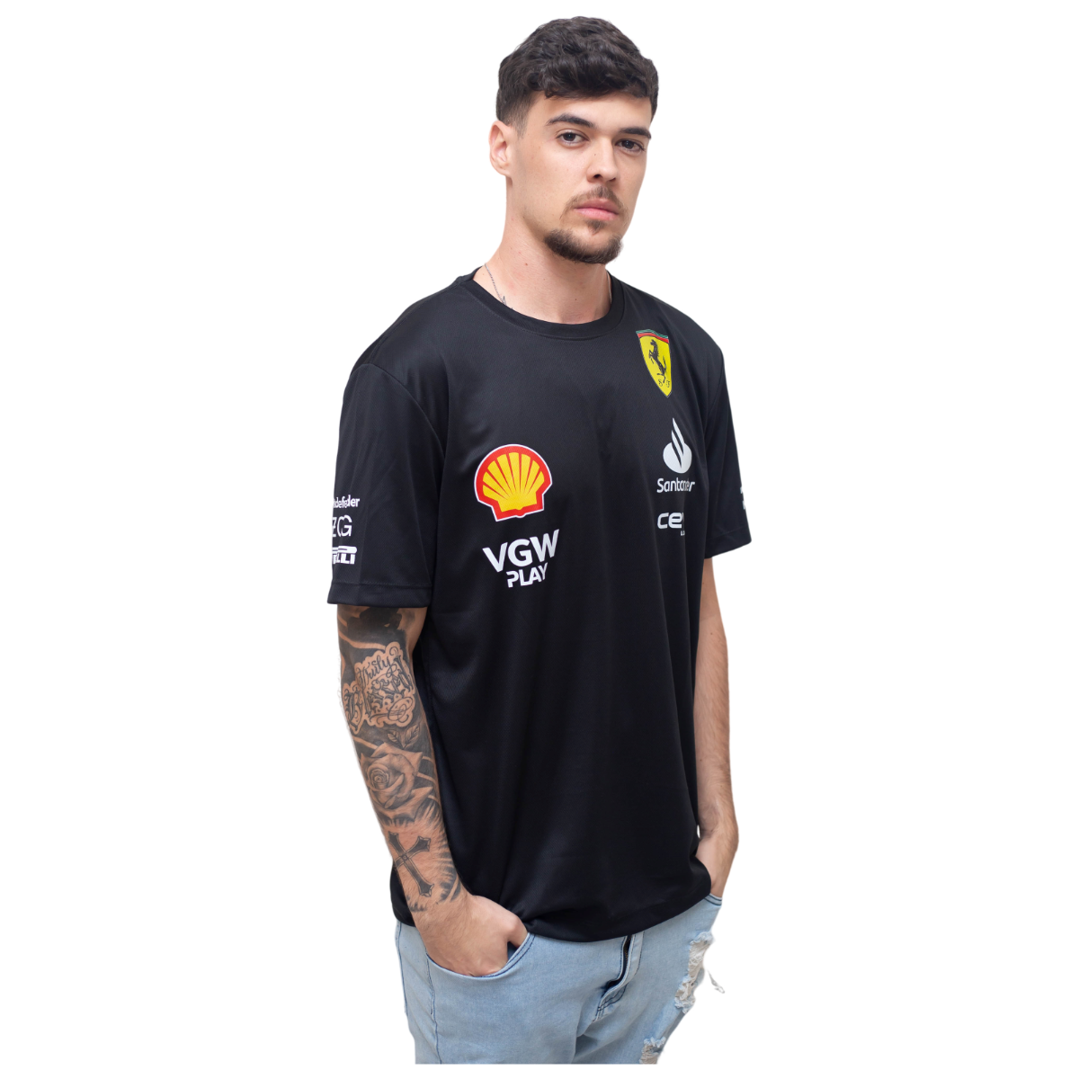 Camiseta DryFit Scuderia Ferrari 2024 Preta SALDÃO FV