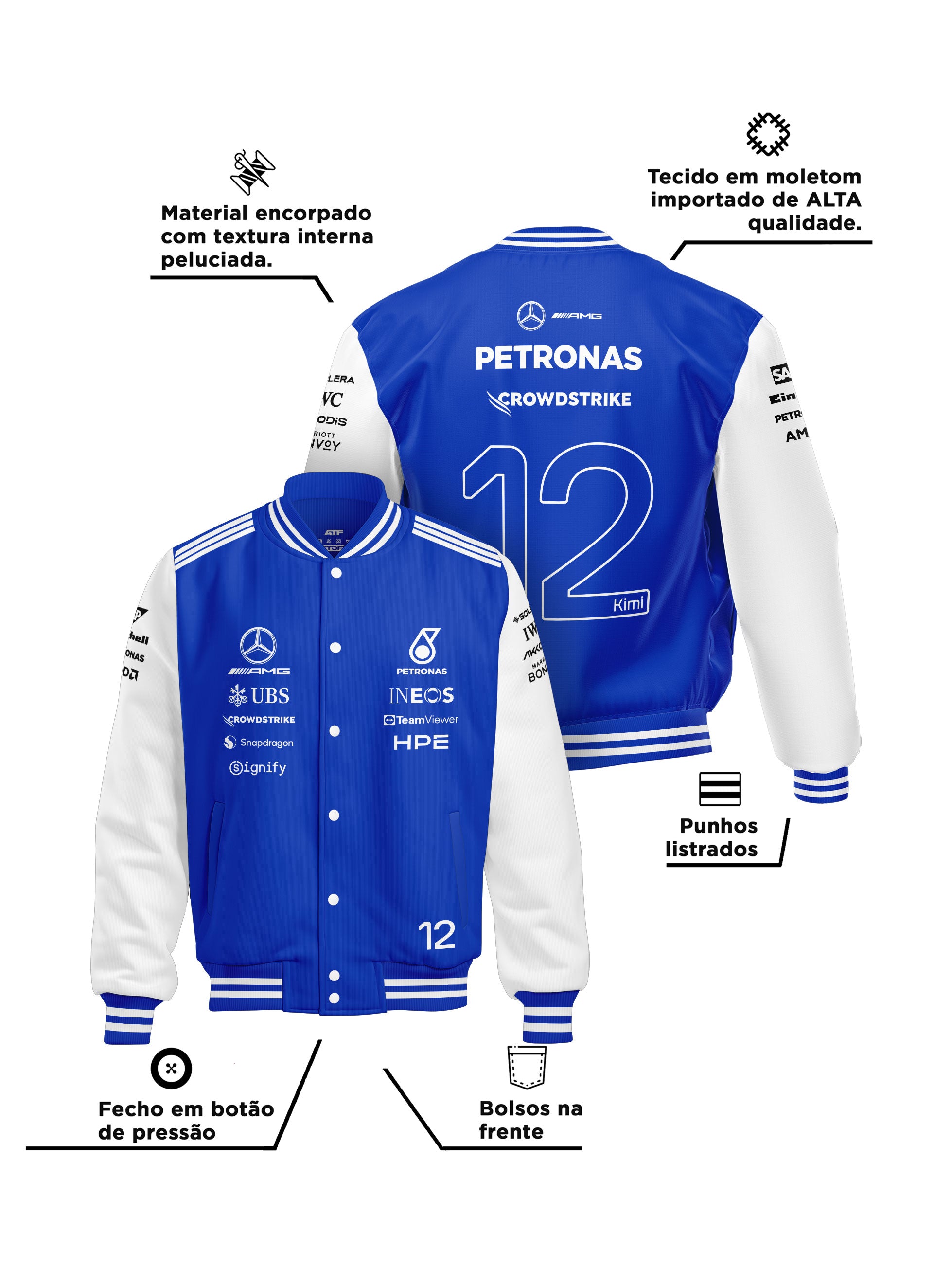 Jaqueta Mercedes F1 Team Kimi Antonelli Azul Royal