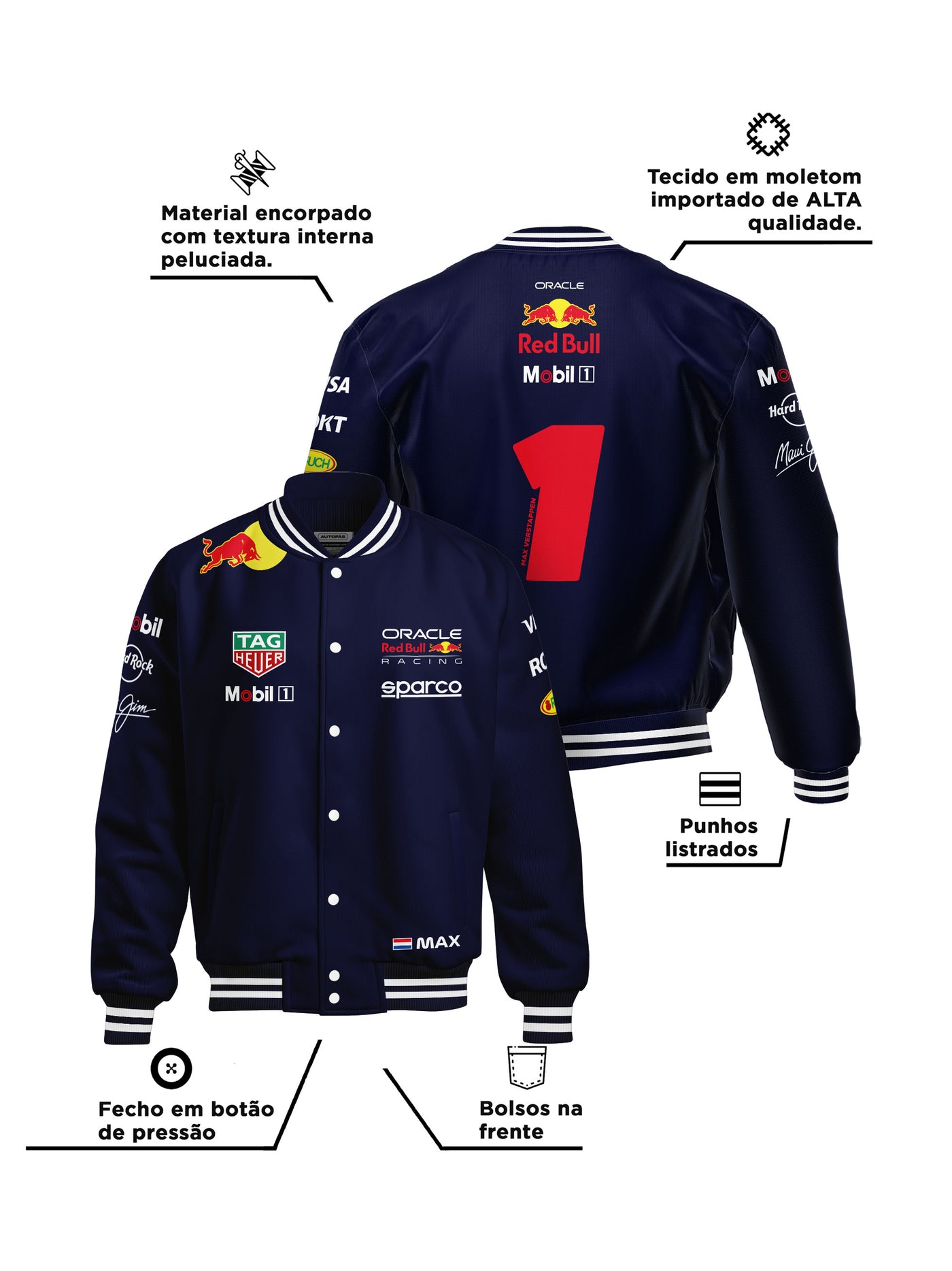 Jaqueta Red Bull Max Verstappen 2025 Azul Marinho