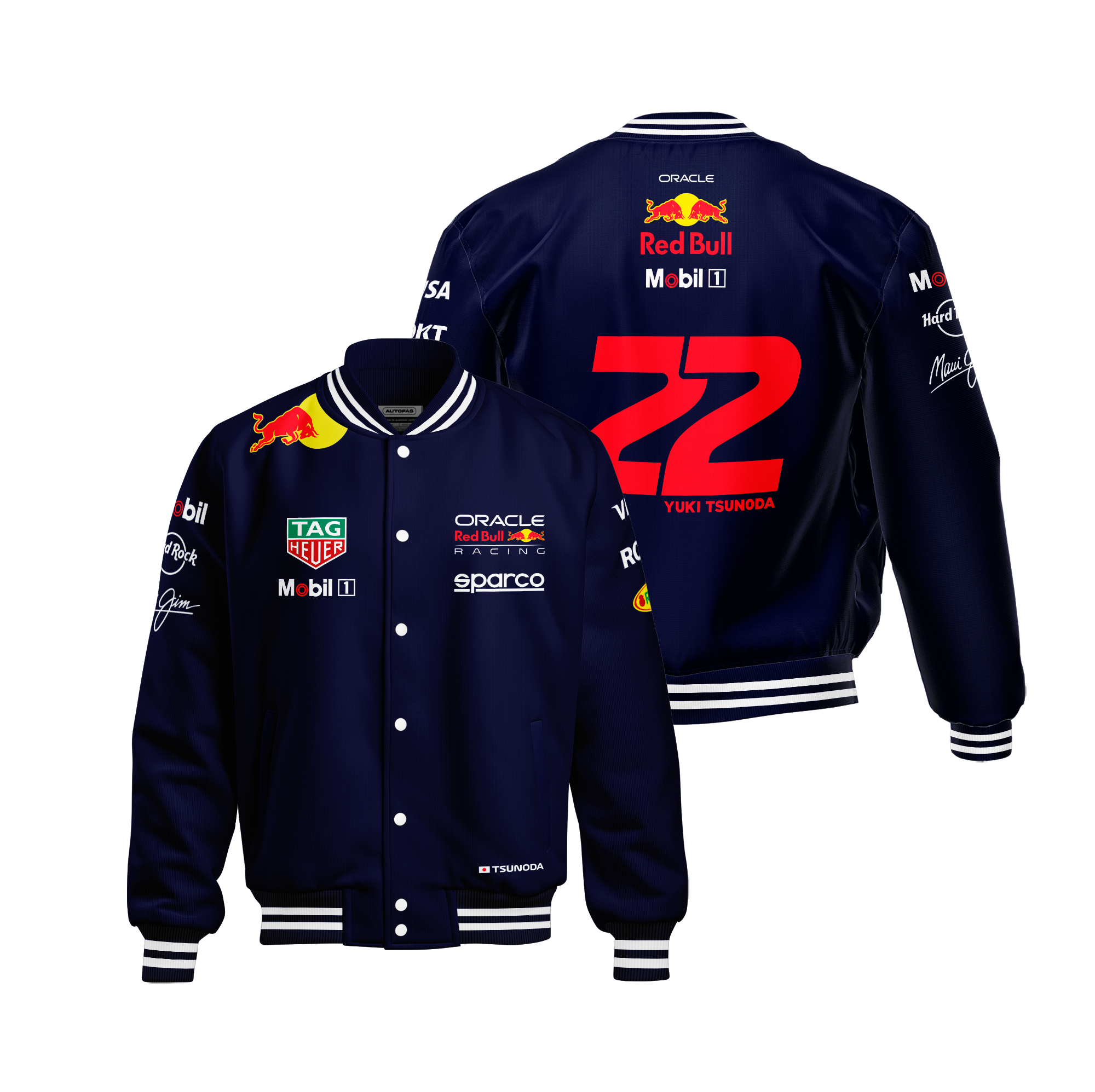 Jaqueta Red Bull Yuki Tsunoda 2025 Azul Marinho Listra Branco