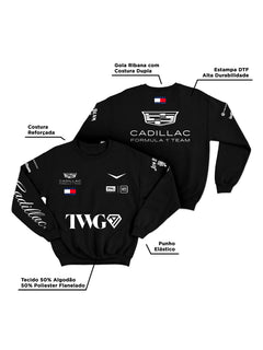 Moletom Careca Cadillac F1 Equipe Preto