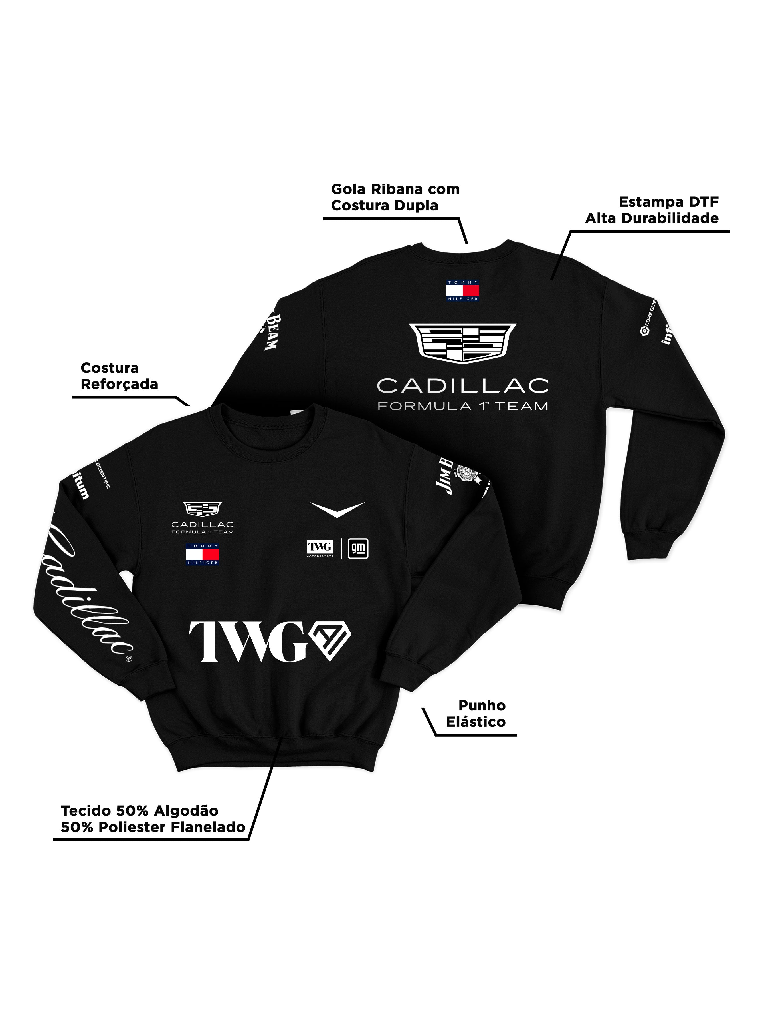 Moletom Careca Cadillac F1 Equipe Preto