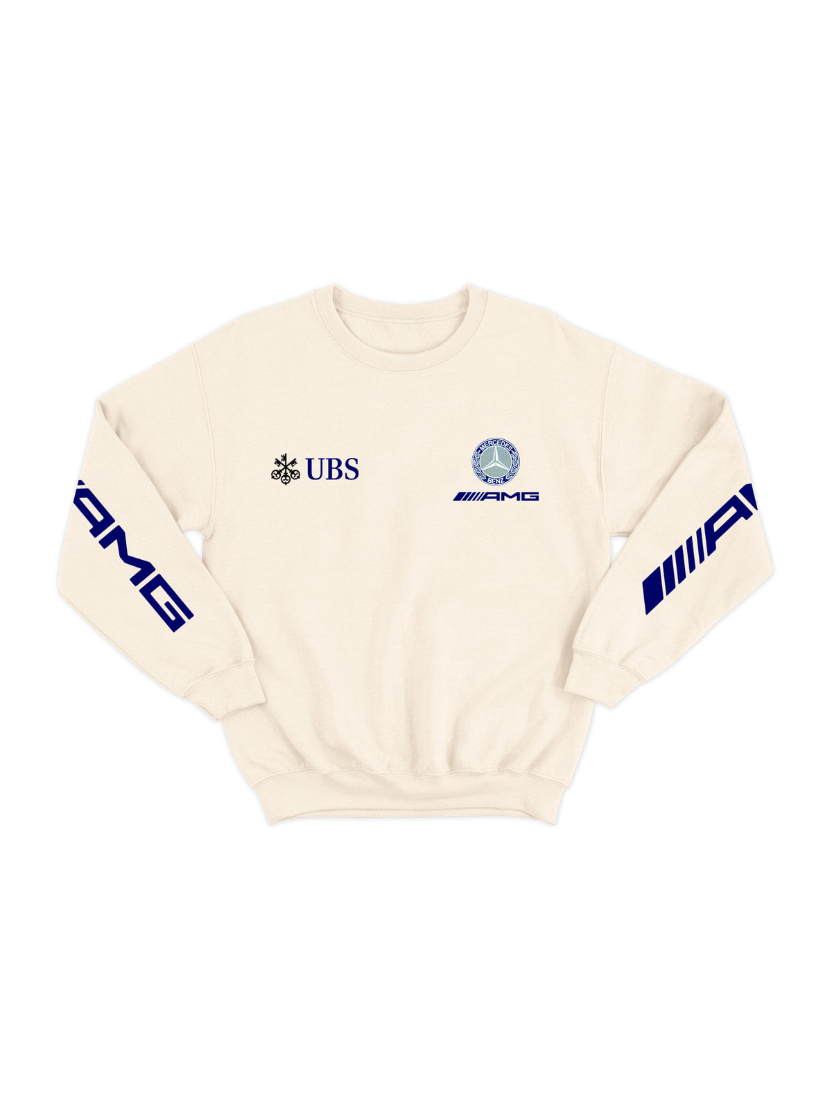 Moletom Mercedes AMG Retrô Logo Azul Off White