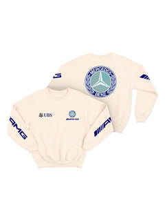 Moletom Mercedes AMG Retrô Logo Azul Off White