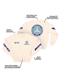 Moletom Mercedes AMG Retrô Logo Azul Off White