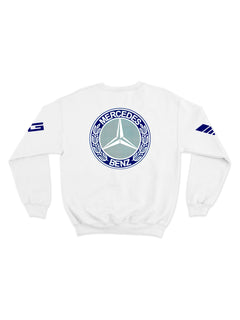 Moletom Mercedes AMG Retrô Logo Azul Branco