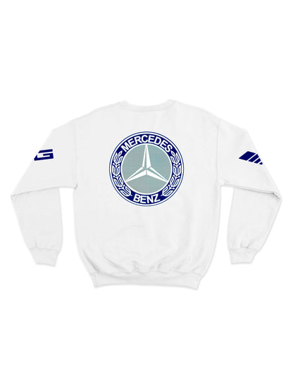 Moletom Mercedes AMG Retrô Logo Azul Branco