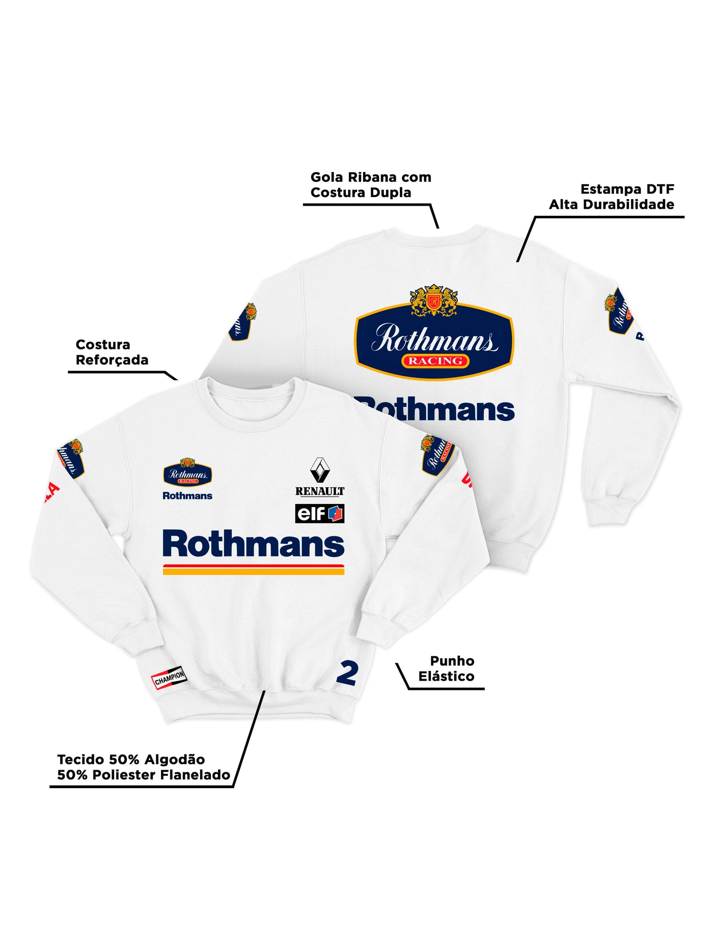 Moletom Williams Retrô Rothmans Racing Branco