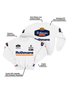 Moletom Williams Retrô Rothmans Racing Branco