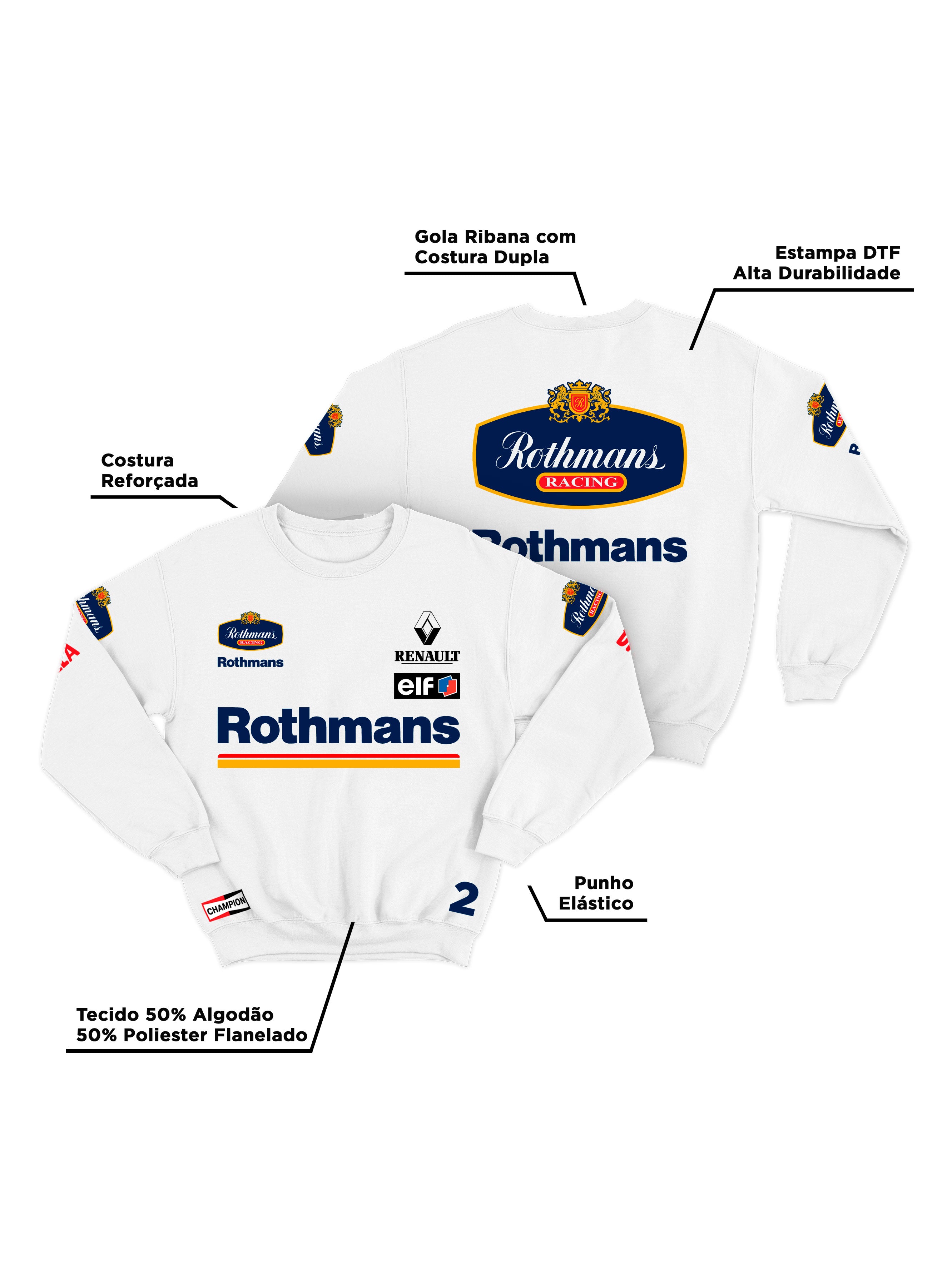 Moletom Williams Retrô Rothmans Racing Branco
