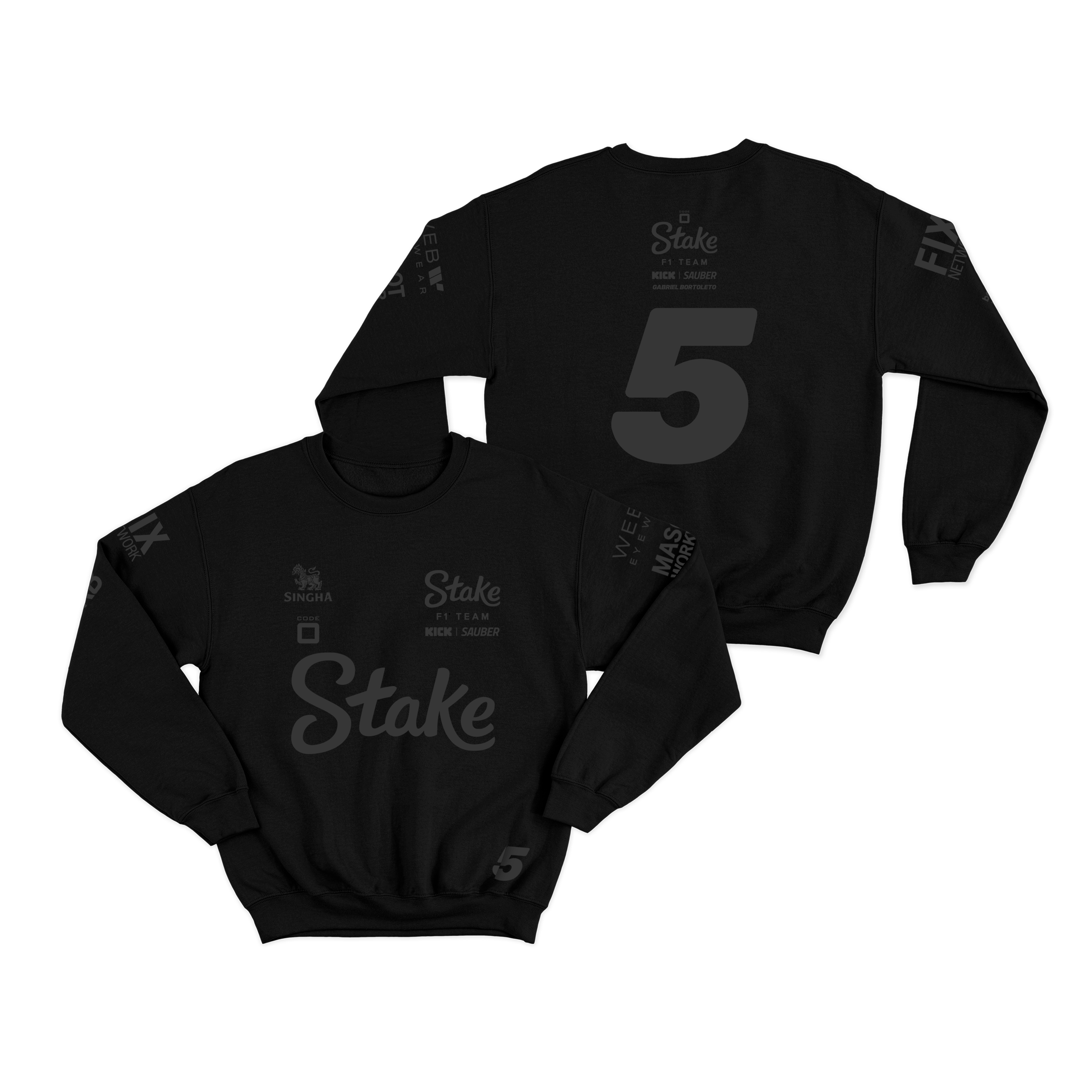 Moletom Canguru Sauber Gabriel Bortoleto All Black 2025 Preto