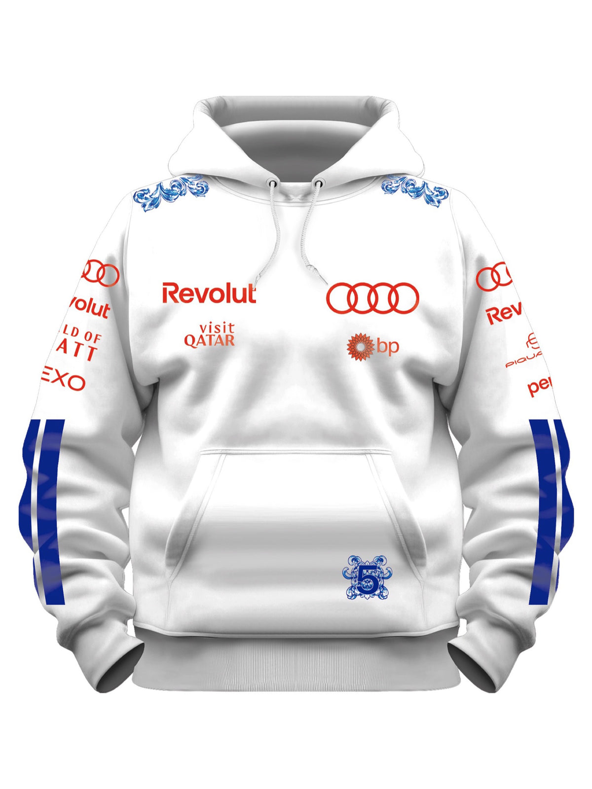 Moletom Canguru Gabriel Bortoleto Audi Singapura Edition 2026 branco, frente