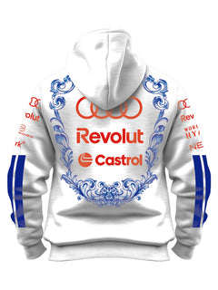 Moletom Canguru Gabriel Bortoleto Audi Singapura Edition 2026 branco, costas