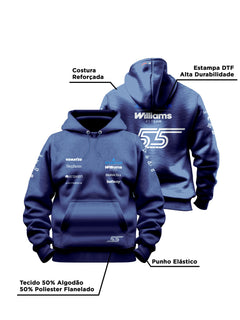 Moletom Canguru Carlos Sainz Williams 2026 Azul Marinho