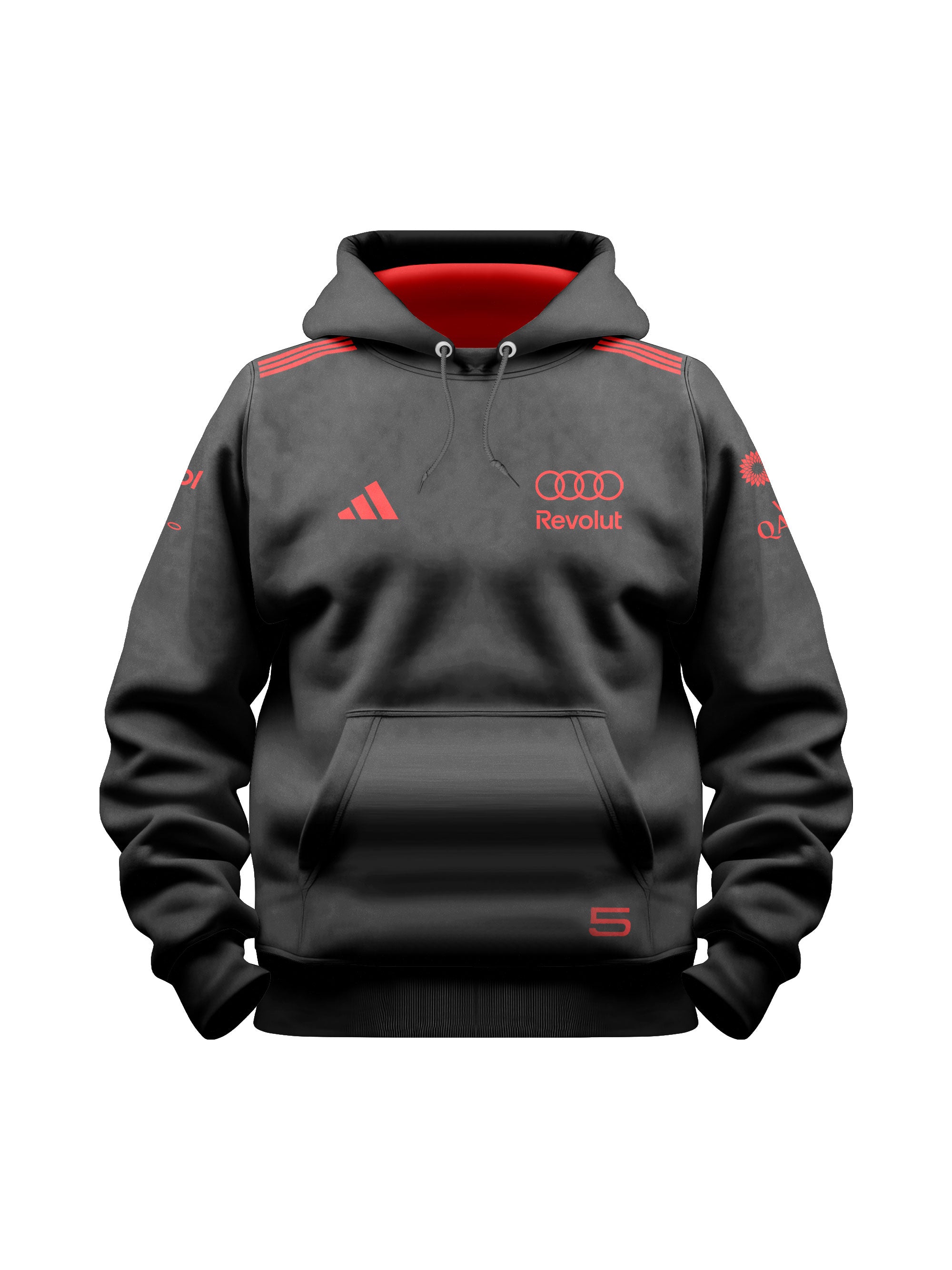 Moletom Canguru Gabriel Bortoleto Red&Black Audi F1 2026 Preto