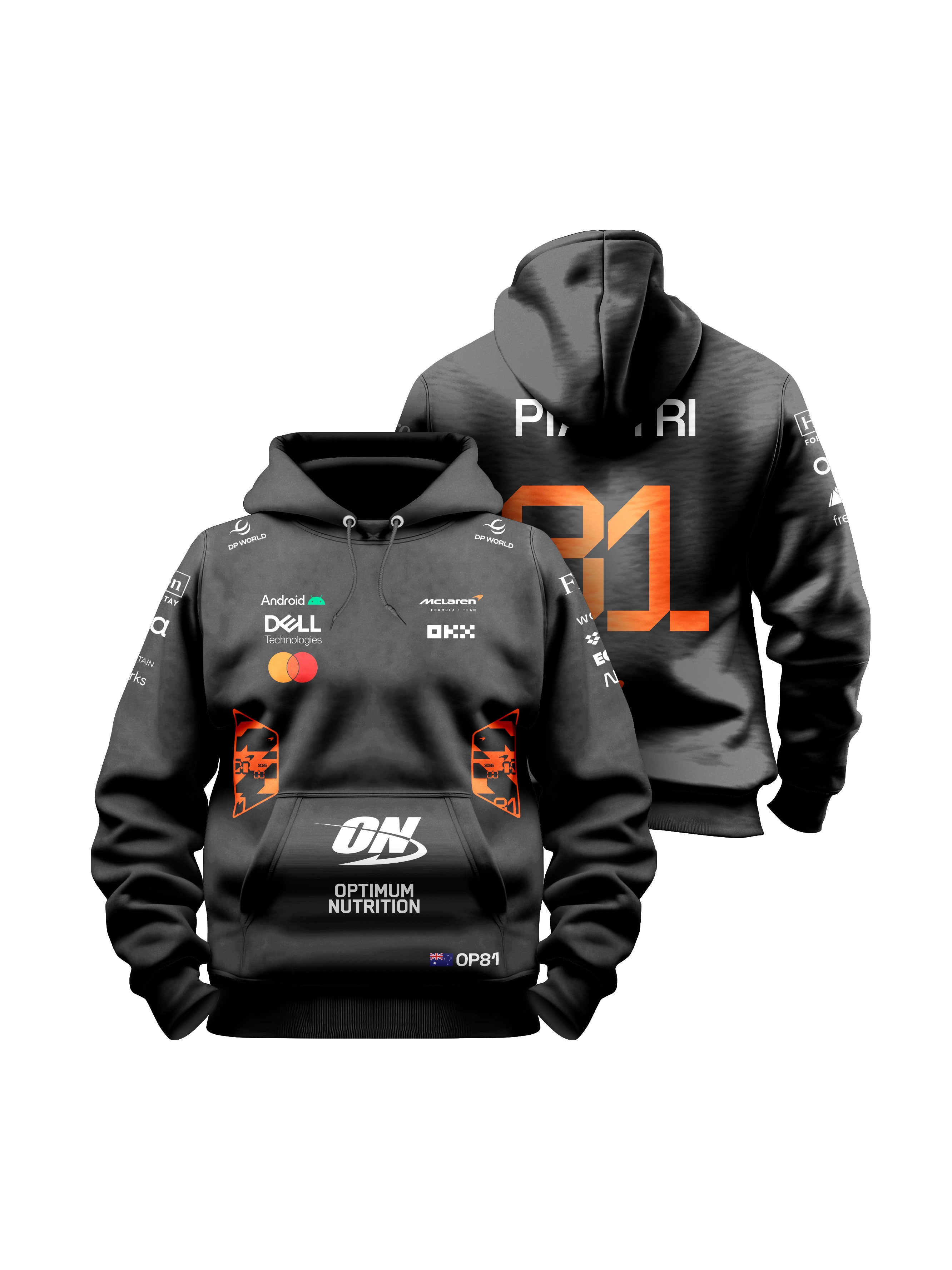 Moletom Canguru Oscar Piastri McLaren F1 2026 Preto