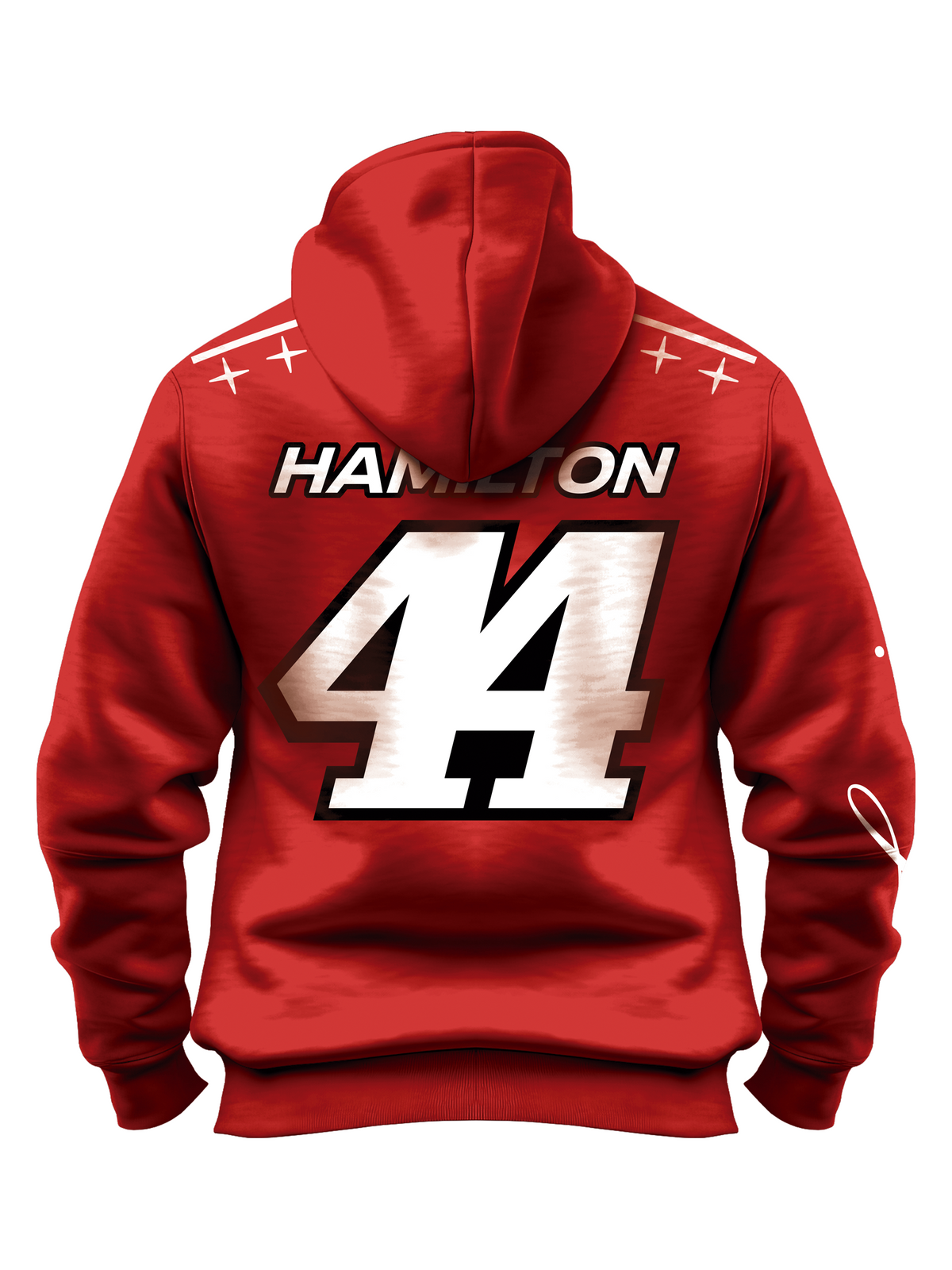 Costas do moletom com HAMILTON e o número 44 em degradê
