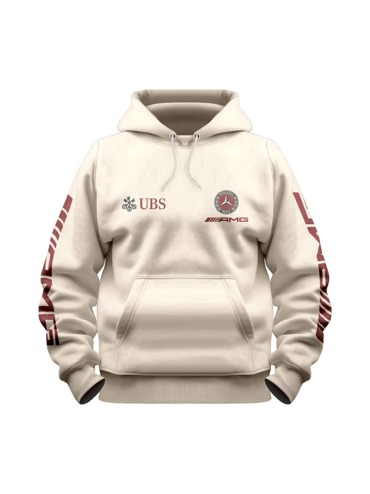 Moletom Canguru Mercedes AMG Retrô Logo Off White