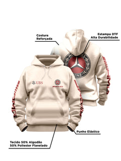 Moletom Canguru Mercedes AMG Retrô Logo Off White