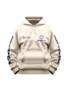 Moletom Canguru Mercedes AMG Retrô Logo Azul com Off White