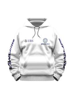 Moletom Canguru Mercedes AMG Retrô Logo Azul Branco