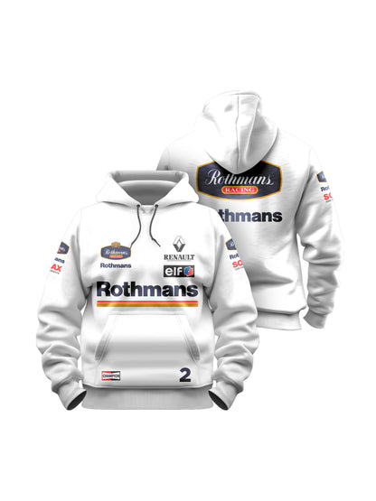 Moletom Canguru Wlliams Retrô Rothmans Racing Branco