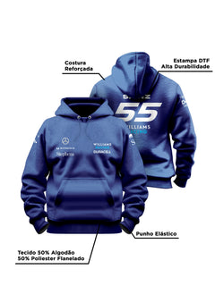 Moletom Canguru Williams Azul Marinho Carlos Sainz