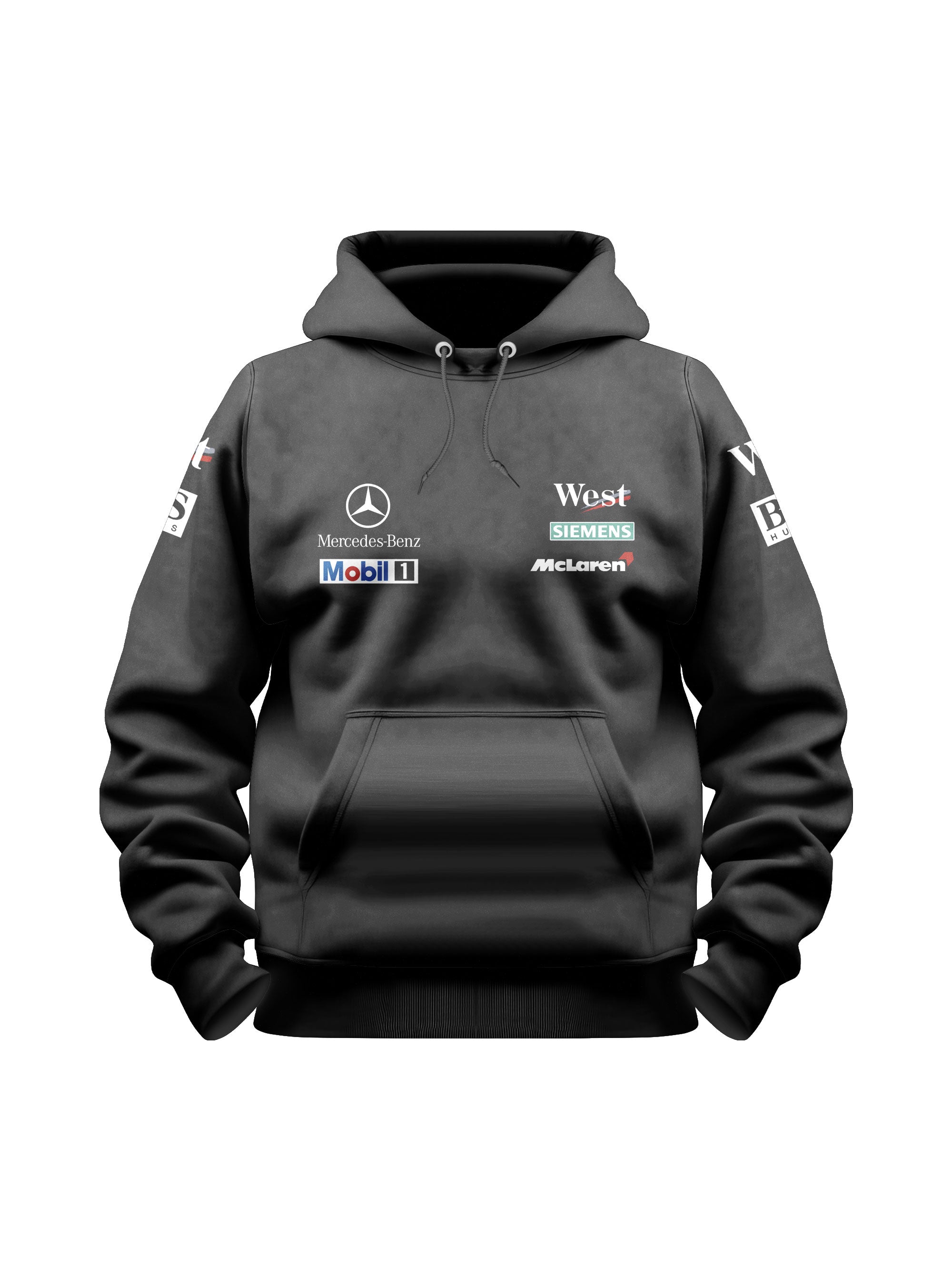 Moletom Canguru Mclaren West Mercedes Retrô Preta