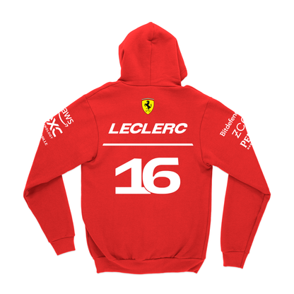 Moletom Canguru Ferrari  Charles Leclerc 2025 Vermelho
