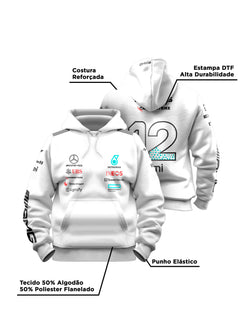 Moletom Canguru Mercedes Kimi Antonelli 2025 Branco