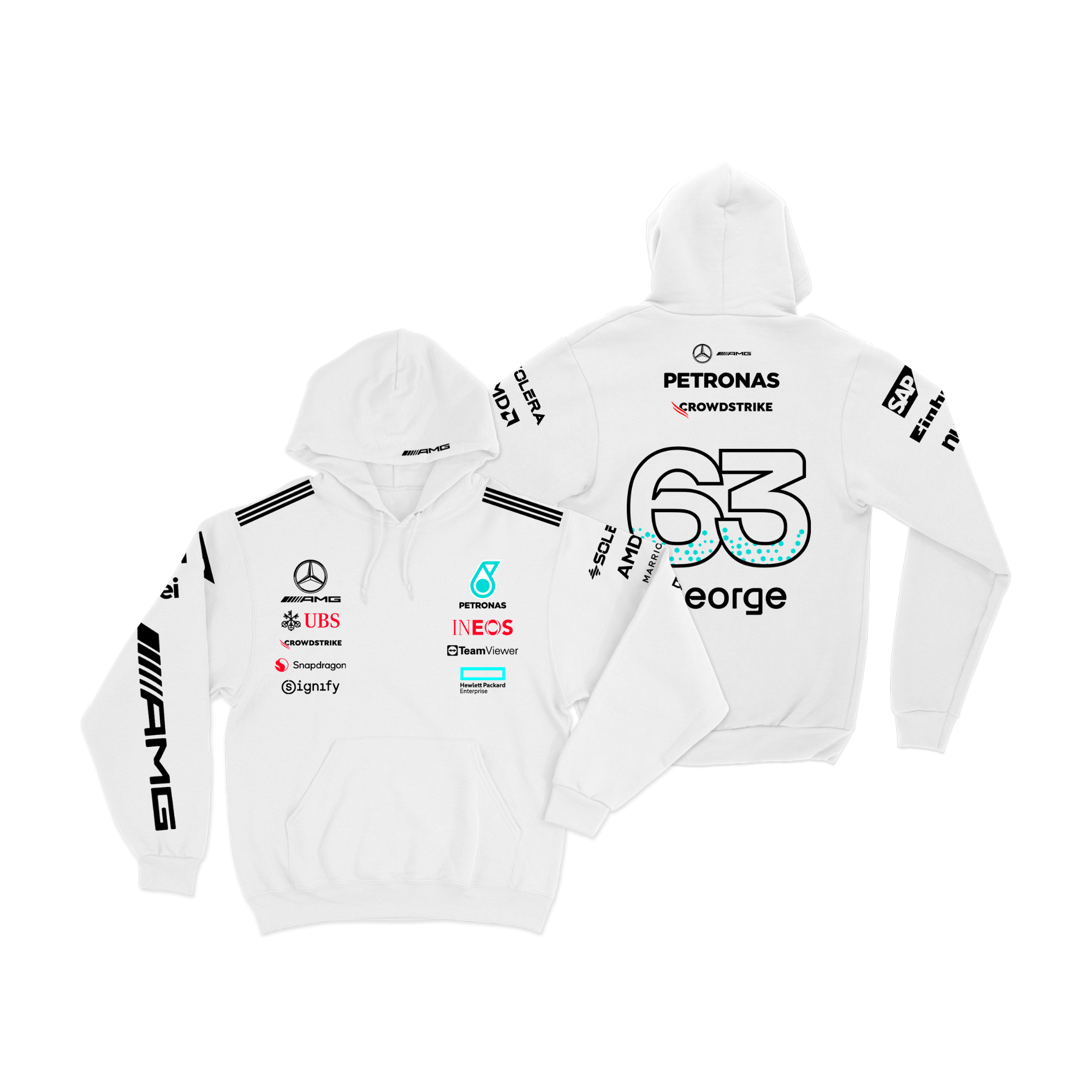 Moletom Canguru Mercedes George Russell 2025 Branco