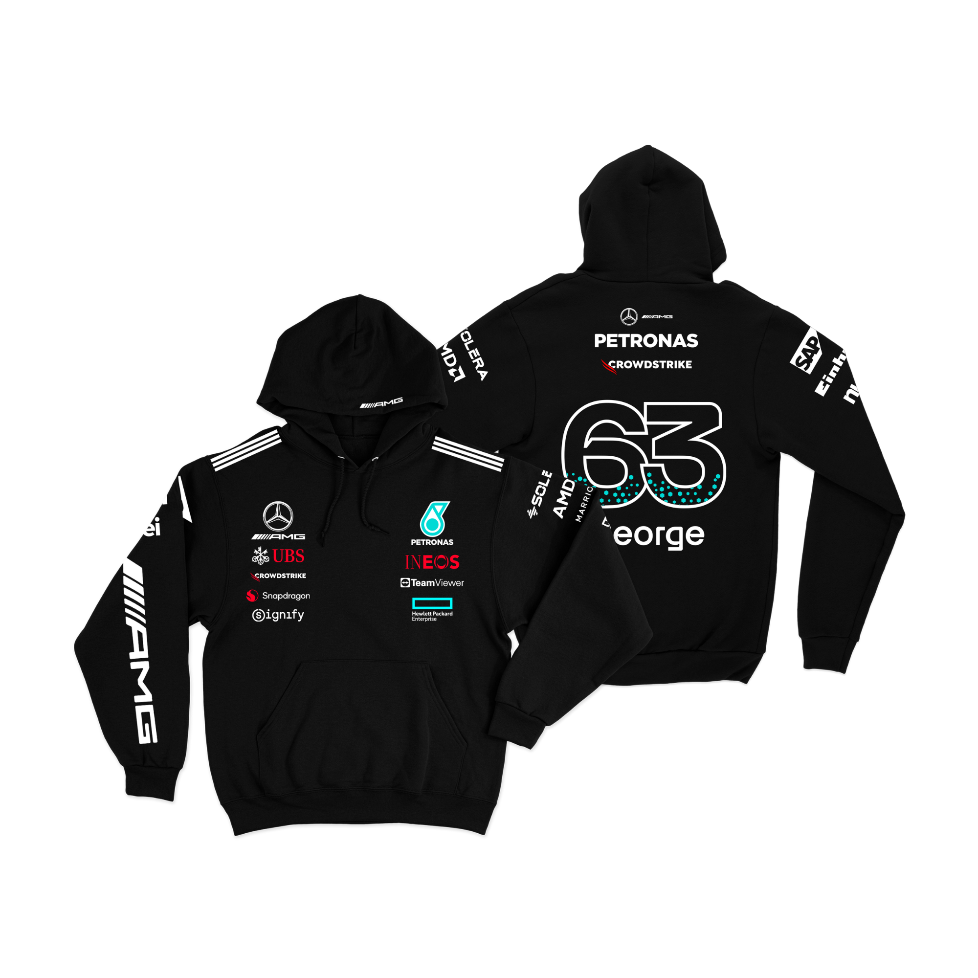 Moletom Canguru Mercedes George Russell 2025 Preto