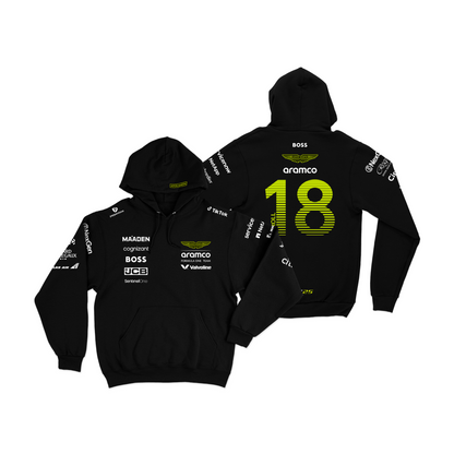 Moletom Canguru Aston Martin Lance Stroll 2025 Preto