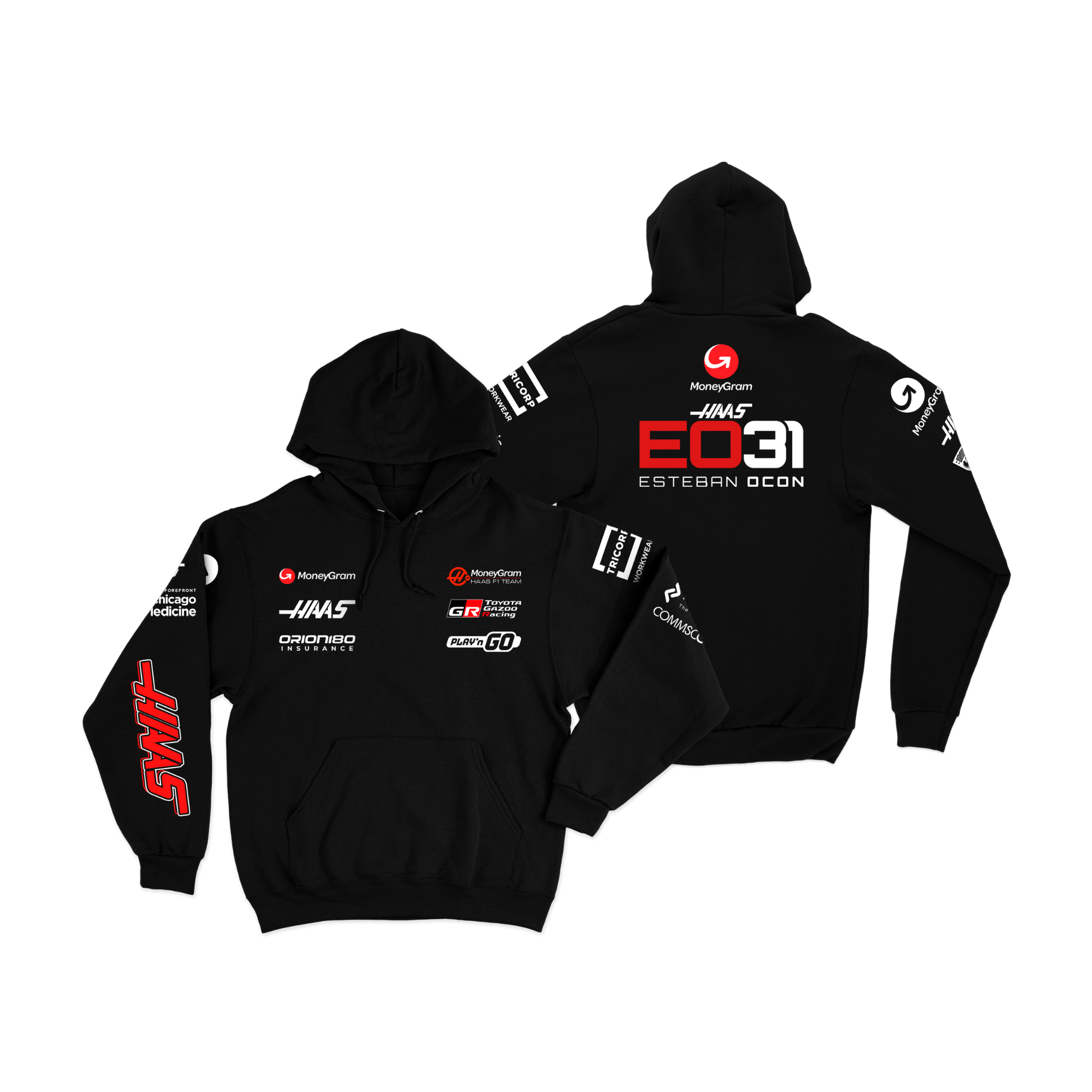 Moletom Canguru Haas Esteban Ocon  2025 Preto