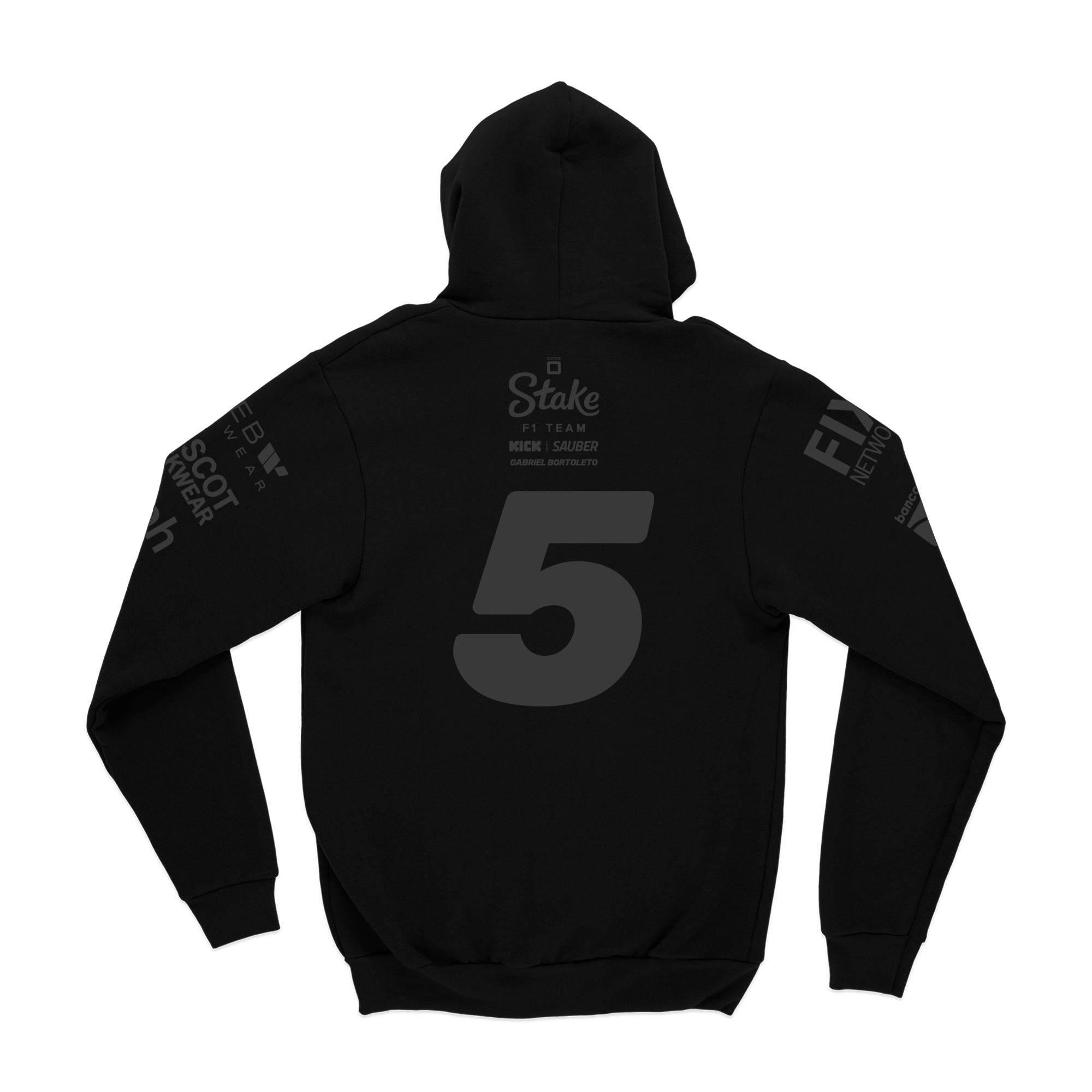 Moletom Canguru Sauber Gabriel Bortoleto All Black 2025 Preto