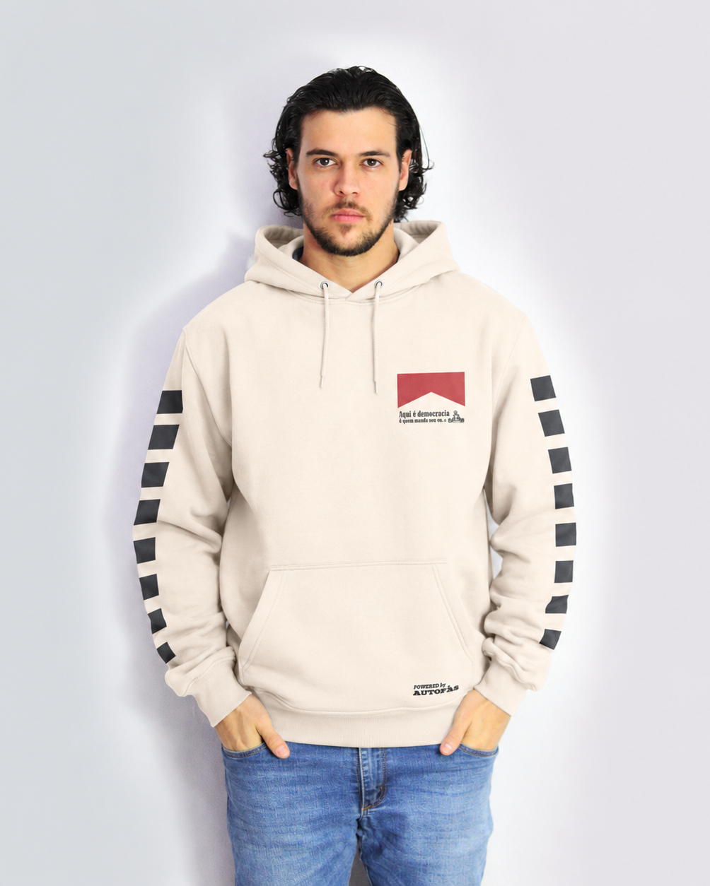 Moletom Canguru Democracia Retrô Off White